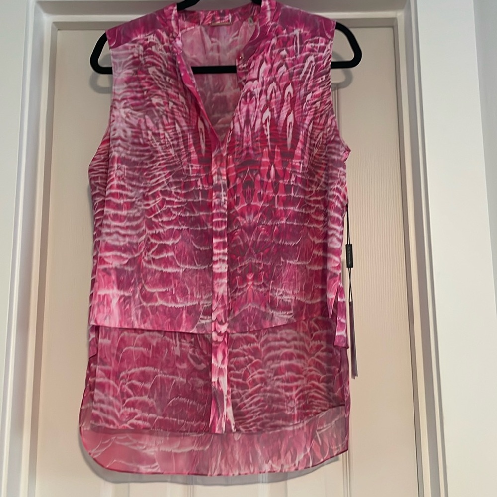 NWT Elie Tahari fuschia print sleeveless top